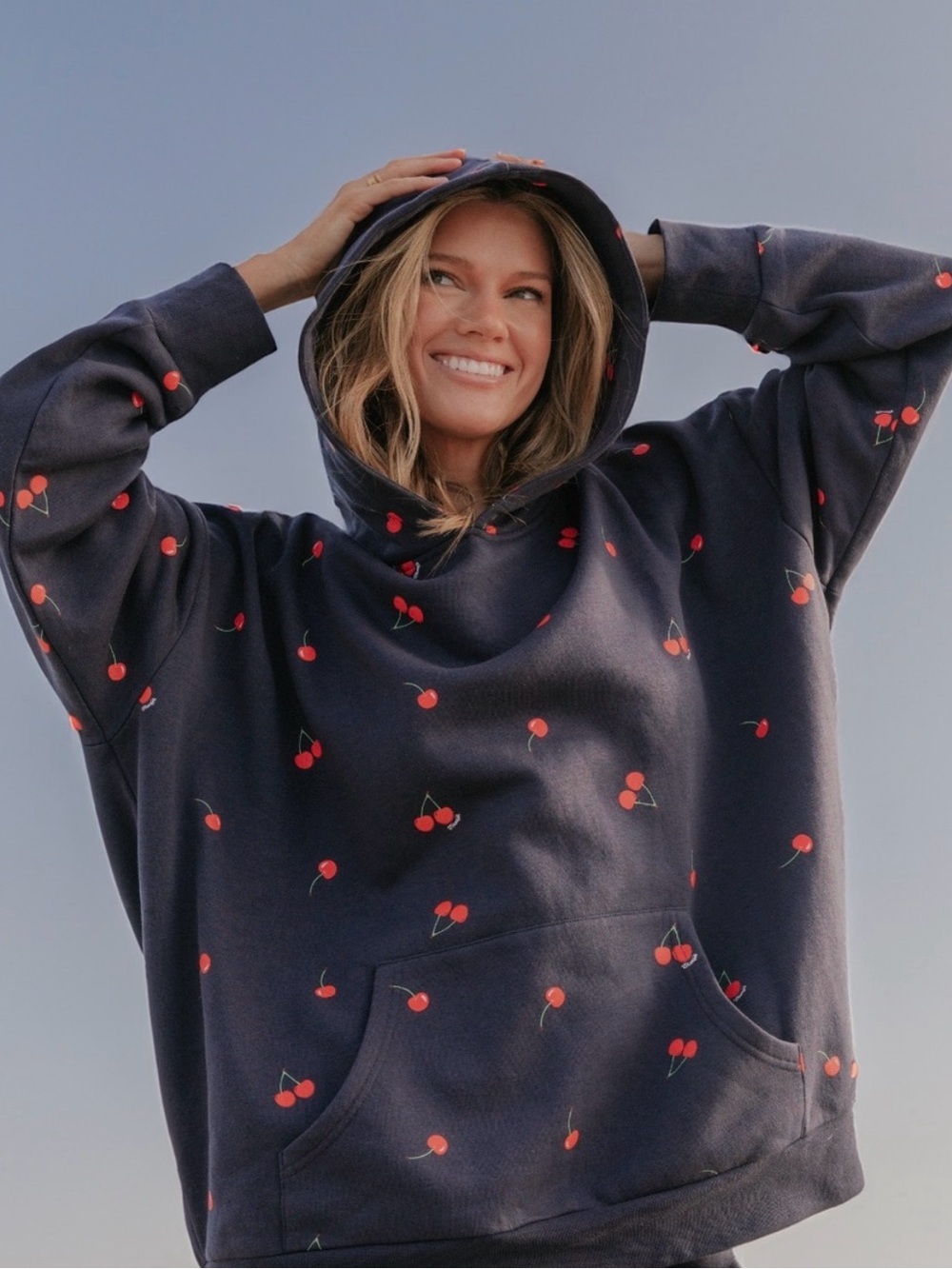 Women's Starfit Navy Cherry-Print Hoodie